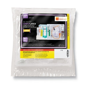 Medline Silicone-Elastomer Latex 1-Layer Foley Catheter Tray / Drain Bag - One-Layer Tray with Drain Bag and Silicone-Elastomer Coated Latex Foley Catheter, 16 Fr, 10 mL - DYND160116