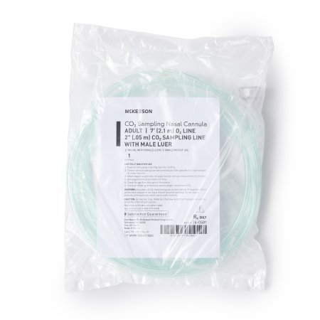 McKesson - ETCO2 Nasal Sampling Cannula with O2 Delivery With Oxygen Delivery Adult Curved Prong / NonFlared Tip - 16-0581