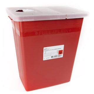 McKesson Prevent - Sharps Container 13-3/4 W X 13-3/4 D X 14 H Inch 8 Gallon Red Base / Translucent Lid Horizontal / Vertical Entry Hinged Rotor Lid - 80-8705