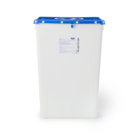McKesson Prevent - Pharmaceutical Waste Container 24-3/5 H X 17-3/10 W X 13 L Inch 18 Gallon White Base / Blue Lid Vertical Entry Rotating Lid - 2257