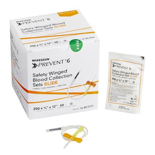 McKesson Prevent G - Blood Collection Set 25 Gauge 3/4 Inch Needle Length Safety Needle 12 Inch Tubing Sterile - 16-BC2534
