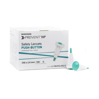 McKesson Prevent - Lancet Fixed Depth Lancet Needle 2.0 mm Depth 25 Gauge Push Button Activation - 16-PBHPSL25G2.0