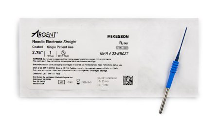 McKesson Argent - Needle Electrode Coated Stainless Steel Straight Needle Tip Disposable Sterile - 22-ES02T