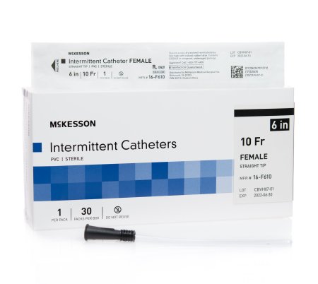 McKesson - Urethral Catheter Straight Tip Uncoated PVC 10 Fr. 6 Inch - 16-F610