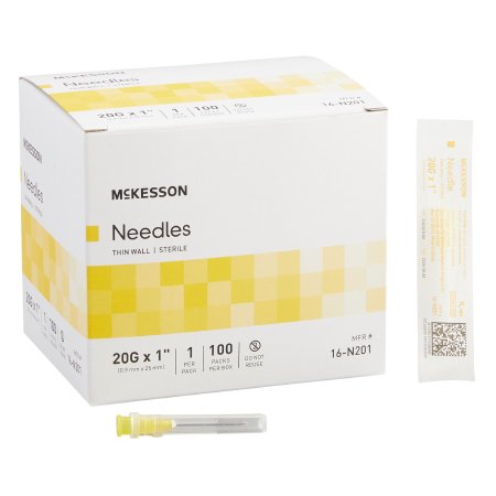 McKesson - Hypodermic Needle NonSafety 20 Gauge 1 Inch Length Thin Wall - 16-N201