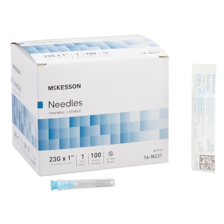 McKesson - Hypodermic Needle NonSafety 23 Gauge 1 Inch Length Thin Wall - 16-N231