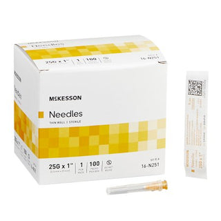 McKesson - Hypodermic Needle NonSafety 25 Gauge 1 Inch Length Thin Wall - 16-N251