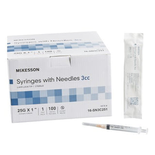 McKesson - Syringe with Hypodermic Needle 3 mL 23 Gauge 1 Inch Thin Wall NonSafety - 16-SN3C231