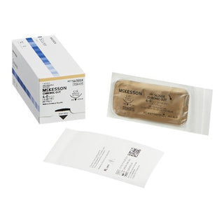 McKesson - Suture with Needle Absorbable Uncoated Undyed Suture Chromic Gut Size 4 - 0 30 Inch Suture 1-Needle 19 mm Length 3/8 Circle Reverse Cutting Needle - S635GX