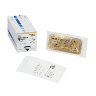 McKesson - Suture with Needle Absorbable Uncoated Black Suture Chromic Gut Size 5 - 0 18 Inch Suture 1-Needle 13 mm Length 3/8 Circle Reverse Cutting Needle - S687G