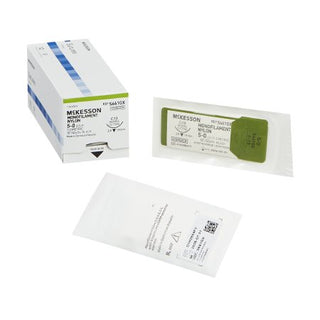 McKesson - Suture with Needle Nonabsorbable Uncoated Black Suture Monofilament Nylon Size 5 - 0 18 Inch Suture 1-Needle 19 mm Length 3/8 Circle Reverse Cutting Needle - S661GX