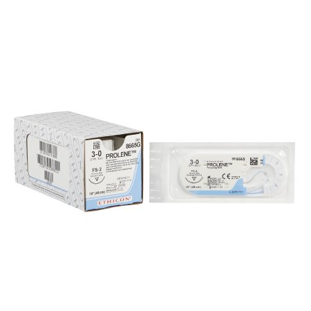 McKesson - Suture with Needle Nonabsorbable Uncoated Blue Suture Monofilament Polypropylene Suture Size 3 - 0 18 Inch Suture 1-Needle 19 mm Length 3/8 Circle Reverse Cutting Needle - S8665G