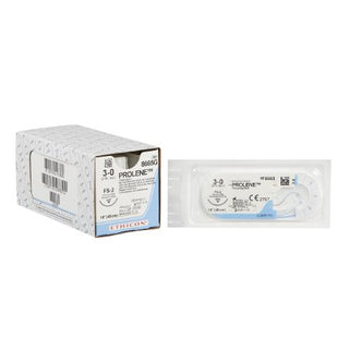 McKesson - Suture with Needle Nonabsorbable Uncoated Blue Suture Monofilament Polypropylene Suture Size 3 - 0 18 Inch Suture 1-Needle 19 mm Length 3/8 Circle Reverse Cutting Needle - S8665G