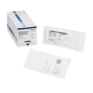 McKesson - Suture with Needle Nonabsorbable Uncoated Blue Suture Monofilament Polypropylene Suture Size 5 - 0 18 Inch Suture 1-Needle 13 mm Length 3/8 Circle Reverse Cutting Needle - S8698GX