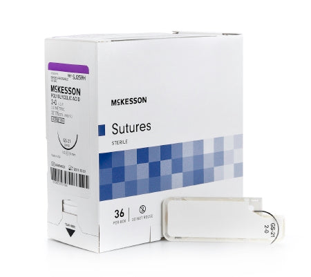 McKesson - Suture with Needle Absorbable Uncoated Undyed Suture Braided Polyglycolic Acid Suture Size 2 - 0 30 Inch Suture 1-Needle 37 mm Length 1/2 Circle Taper Point Needle - SJ259H