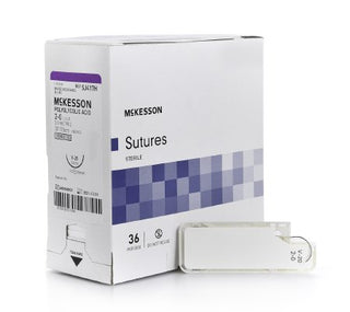 McKesson - Suture with Needle Absorbable Uncoated Undyed Suture Braided Polyglycolic Acid Suture Size 2 - 0 30 Inch Suture 1-Needle 26 mm Length 1/2 Circle Taper Point Needle - SJ417H