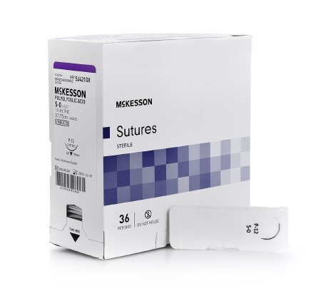 McKesson - Suture with Needle Absorbable Uncoated Undyed Suture Braided Polyglycolic Acid Suture Size 5 - 0 30 Inch Suture 1-Needle 19 mm Length 3/8 Circle Reverse Cutting Needle - SJ421GX