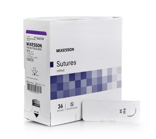 McKesson - Suture with Needle Absorbable Uncoated Undyed Suture Braided Polyglycolic Acid Suture Size 5 - 0 30 Inch Suture 1-Needle 19 mm Length 3/8 Circle Reverse Cutting Needle - SJ421GX