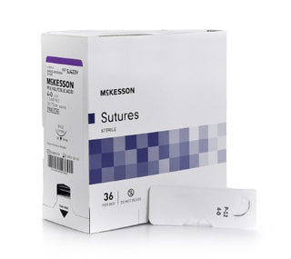 McKesson - Suture with Needle Absorbable Uncoated Undyed Suture Braided Polyglycolic Acid Suture Size 4 - 0 30 Inch Suture 1-Needle 19 mm Length 3/8 Circle Reverse Cutting Needle - SJ422H