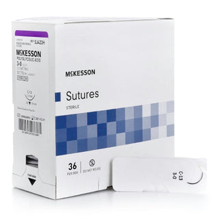 McKesson - Suture with Needle Absorbable Uncoated Undyed Suture Braided Polyglycolic Acid Suture Size 3 - 0 30 Inch Suture 1-Needle 19 mm Length 3/8 Circle Reverse Cutting Needle - SJ423H
