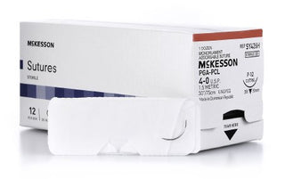 McKesson - Suture with Needle Absorbable Uncoated Undyed Suture Monofilament Polyglycolic Acid / PCL Size 4 - 0 30 Inch Suture 1-Needle 19 mm Length 3/8 Circle Reverse Cutting Needle - SY426H