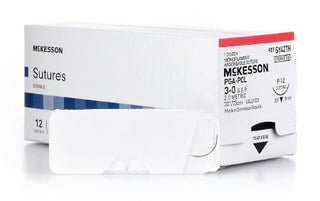 McKesson - Suture with Needle Absorbable Uncoated Undyed Suture Monofilament Polyglycolic Acid / PCL Size 3 - 0 30 Inch Suture 1-Needle 19 mm Length 3/8 Circle Reverse Cutting Needle - SY427H