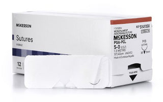 McKesson - Suture with Needle Absorbable Uncoated Undyed Suture Monofilament Polyglycolic Acid / PCL Size 5 - 0 18 Inch Suture 1-Needle 13 mm Length 3/8 Circle Reverse Cutting Needle - SY493GX