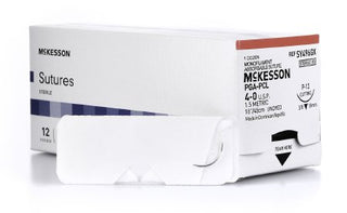 McKesson - Suture with Needle Absorbable Uncoated Undyed Suture Monofilament Polyglycolic Acid / PCL Size 4 - 0 18 Inch Suture 1-Needle 19 mm Length 3/8 Circle Reverse Cutting Needle - SY496GX