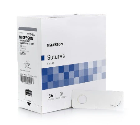 McKesson - Suture with Needle Absorbable Uncoated Clear Suture Monofilament Size 3 - 0 18 Inch Suture 1-Needle 19 mm Length 3/8 Circle Reverse Cutting Needle - SZ497G