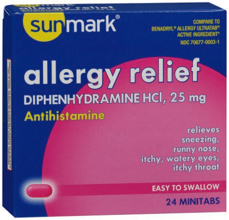 sunmark - Allergy Relief 25 mg Strength Minitab 24 per Box - 70677000301