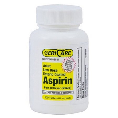 McKesson Brand - Pain Relief 81 mg Strength Aspirin Tablet 100 per Bottle - 981-01-GCP