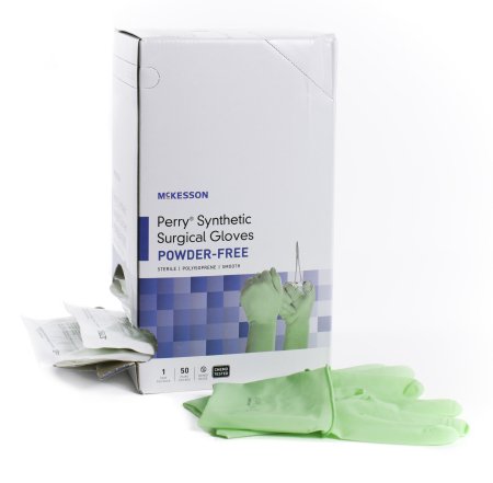 McKesson Perry Performance Plus - Surgical Glove Size 5.5 Sterile Pair Polyisoprene Extended Cuff Length Smooth Green Chemo Tested - 20-2055N