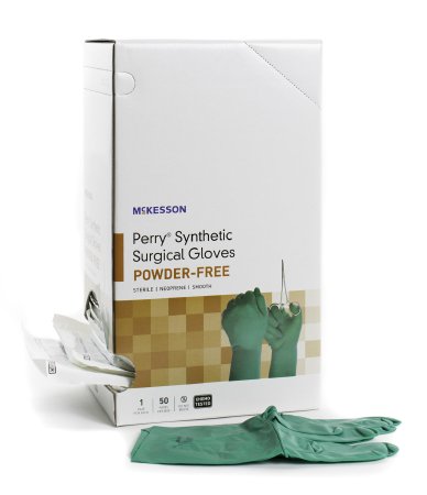 McKesson Perry Performance Plus - Surgical Glove Size 9 Sterile Pair Polychloroprene Extended Cuff Length Smooth Dark Green Chemo Tested - 20-2590N