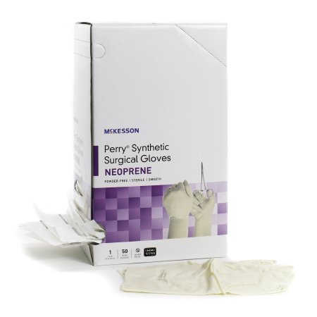 McKesson Perry Synthetic Surgical Gloves - Surgical Glove Size 5.5 Sterile Pair Polychloroprene Extended Cuff Length Smooth Cream Chemo Tested - 20-2655N