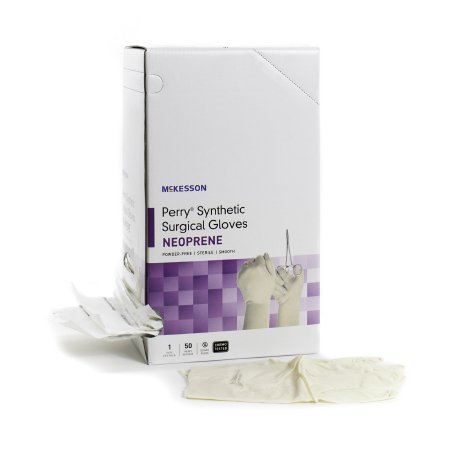 McKesson Perry Synthetic Surgical Gloves - Surgical Glove Size 6 Sterile Pair Polychloroprene Extended Cuff Length Smooth Cream Chemo Tested - 20-2660N