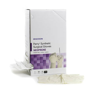 McKesson Perry Synthetic Surgical Gloves - Surgical Glove Size 8 Sterile Pair Polychloroprene Extended Cuff Length Smooth Cream Chemo Tested - 20-2680N