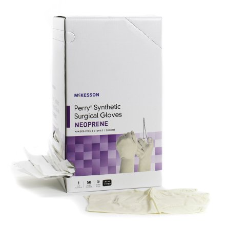 McKesson Perry Synthetic Surgical Gloves - Surgical Glove Size 9 Sterile Pair Polychloroprene Extended Cuff Length Smooth Cream Chemo Tested - 20-2690N