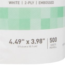 McKesson Toilet Tissue Premium White 2-Ply Standard Size Cored Roll 500 Sheets 4 X 4-1/2 Inch - 165-TP500P