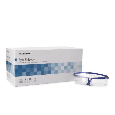 McKesson Brand - Protective Glasses Side Shield Clear Tint Blue / Clear Frame Over Ear One Size Fits Most - 16-2291