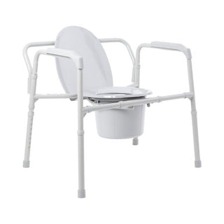 McKesson - Folding Commode Chair Fixed Arm Steel Frame Back Bar 13-3/4 Inch Seat Width - 146-11117N-1