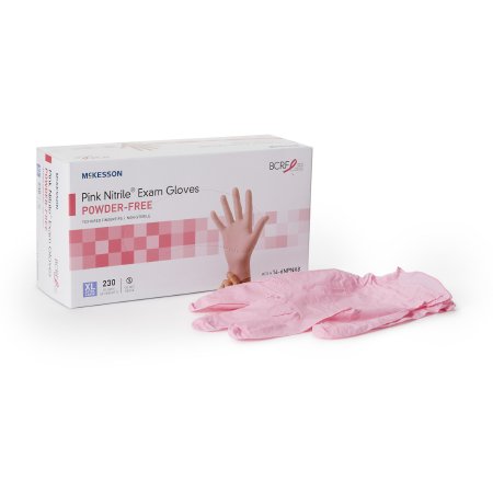 McKesson Pink Nitrile - Exam Glove X-Large NonSterile Nitrile Standard Cuff Length Textured Fingertips Pink Not Chemo Approved - 14-6NPNK8