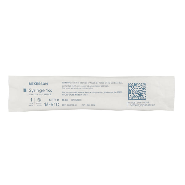 McKesson General Purpose Syringe 1 mL Luer Lock Tip Without Safety - 16-S1C