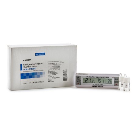 McKesson - Digital Refrigerator / Freezer Thermometer with Alarm Fahrenheit / Celsius -58° to +158°F (-50° to +70°C) Desk / Wall / Door Mount Battery Operated - MCK8100MATB