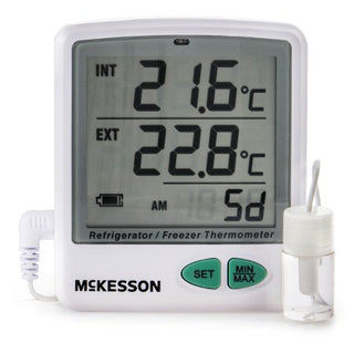 McKesson - Datalogging Refrigerator / Freezer Thermometer with Alarm Fahrenheit / Celsius -50° to +158°F (-50° to +70°C) Flip-out Stand Battery Operated - MCK80021P