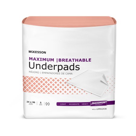 McKesson Ultimate Breathable - Underpad 24 X 36 Inch Disposable Fluff / Polymer Heavy Absorbency - UPMX2436