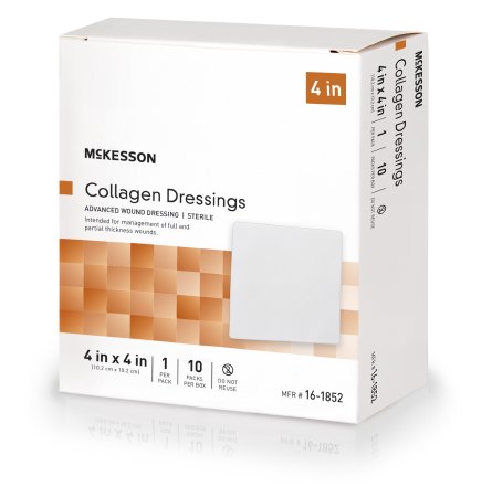 McKesson - Collagen Dressing Without Border Collagen / Sodium Alginate / Carboxyl Methylcellulose (CMC) / Ethylenediamine-tetraacetic Acid (EDTA) 4 X 4 Inch 10 Count - 16-1852