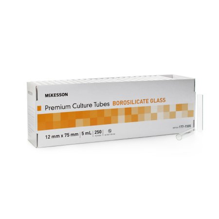 McKesson - Test Tube Round Bottom Plain 12 X 75 mm 5 mL Without Color Coding Without Closure Glass Tube - 177-1505