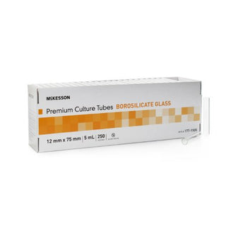McKesson - Test Tube Round Bottom Plain 12 X 75 mm 5 mL Without Color Coding Without Closure Glass Tube - 177-1505