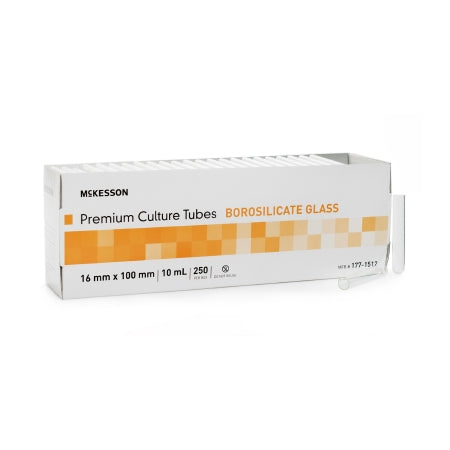 McKesson - Test Tube Round Bottom Plain 16 X 100 mm 10 mL Without Color Coding Without Closure Glass Tube - 177-1512