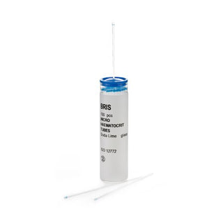 McKesson - Capillary Blood Collection Tube Micro-hematocrit Plain 1.1 X 75 mm 75 µL Blue Stripe Without Closure Glass Tube - 177-51602